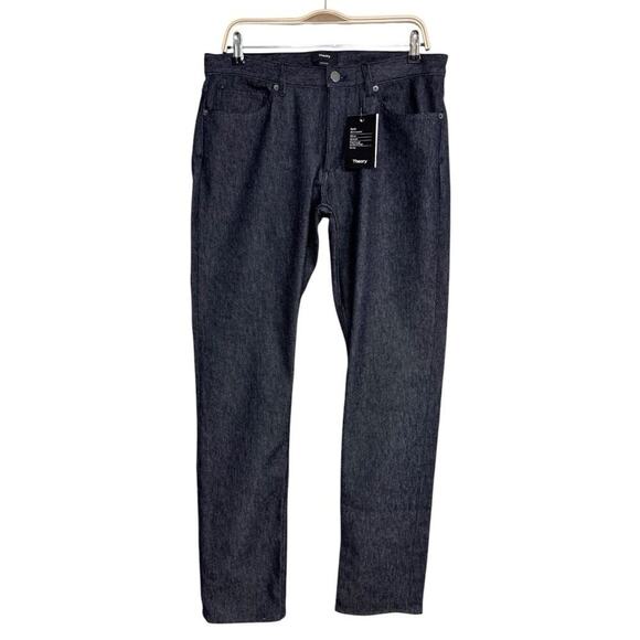NWT Theory Classic Navy Men’s Jeans Size 33 Raffi Retail $240 Designer Pants - Picture 1 of 9